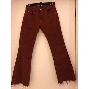 Zara marron cropped bootcut jeans
